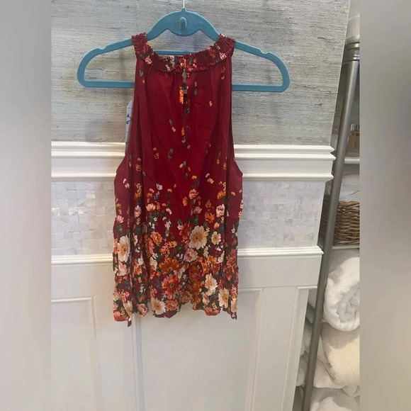 NWT new Anthropologie Farm Rio claudette halter top SMALL red floral flounced - Picture 14 of 17